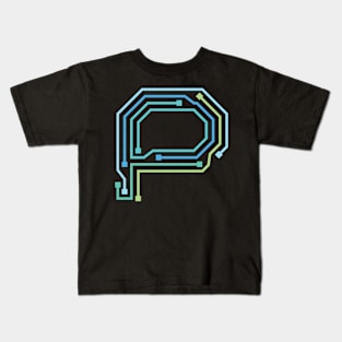 Alphabet P Circuit Typography Design Kids T-Shirt